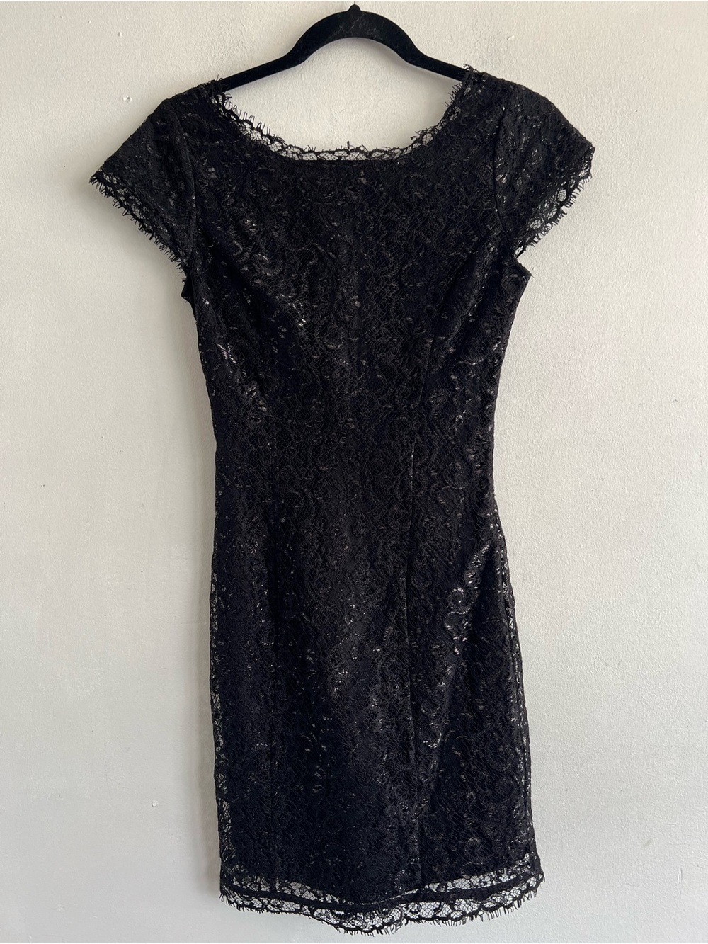 Joie Black Lace Cap-Sleeve Midi Dress